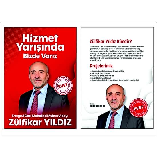 Muhtar Adayı Afiş, Broşür ve Oy Pusulası Baskısı Muhtar Adayı Afiş, Broşür ve Oy Pusulası Baskısı