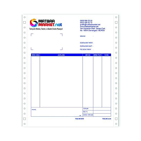 Sürekli Form Baskı – Gayri Resmi Ürünler Sürekli Form Baskı – Gayri Resmi Ürünler