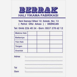 Halı Yıkama Fişi & Makbuzu