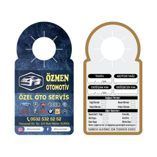 Oto Bakım & Yağ Değişim Kartları Baskı Hizmeti Oto Bakım & Yağ Değişim Kartları Baskı Hizmeti