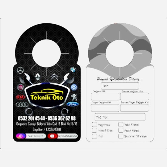 Oto Bakım & Yağ Değişim Kartları Baskı Hizmeti Oto Bakım & Yağ Değişim Kartları Baskı Hizmeti