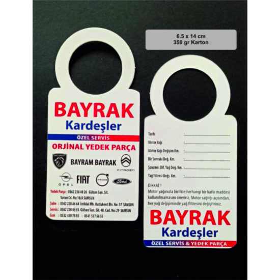 Oto Bakım & Yağ Değişim Kartları Baskı Hizmeti Oto Bakım & Yağ Değişim Kartları Baskı Hizmeti